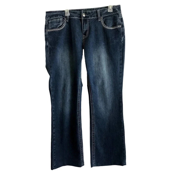 Wired Heart Womens size 34 Blue Jeans detailed White Stitch (HEM) - Picture 1 of 12